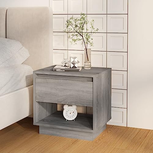Woonisher Nachttisch Grau Sonoma 45x34x44 cm Holzwerkstoff Bed Side Table Bedroom von Woonisher