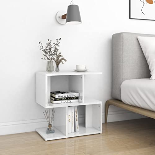 Woonisher Nachttisch Hochglanz-Weiß 50x30x51,5 cm Holzwerkstoff Bed Side Table Bedroom von Woonisher