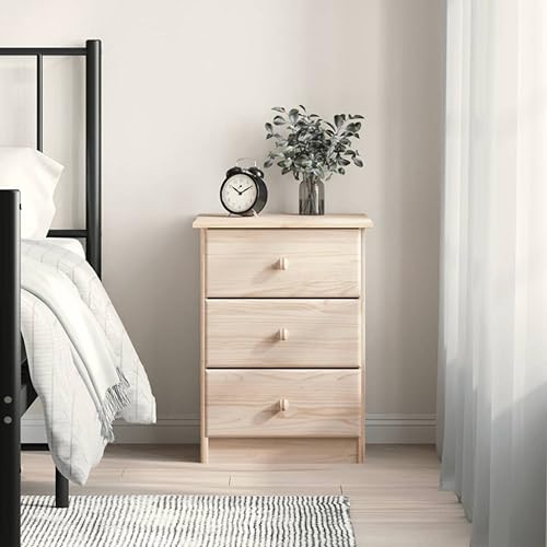 Woonisher Nachttisch Natur 41x35x55,5 cm Massivholz Kiefer Bed Side Table Bedroom von Woonisher