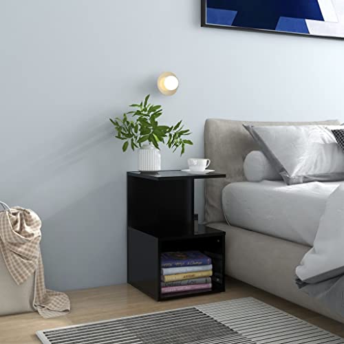 Woonisher Nachttisch Schwarz 35x35x55 cm Holzwerkstoff Bed Side Table Bedroom von Woonisher
