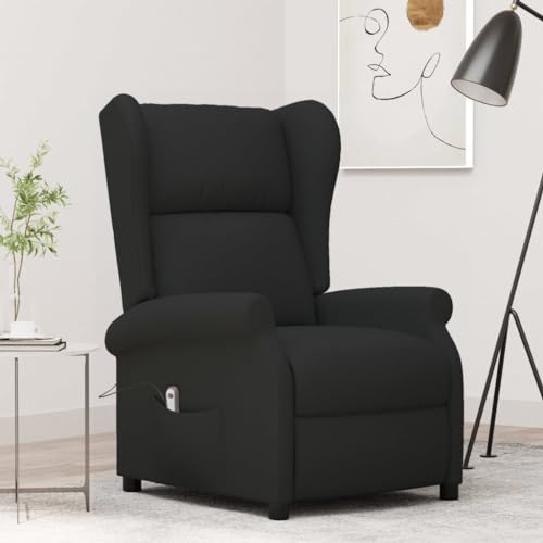 Woonisher Ohrensessel mit Liegefunktion Elektrisch Schwarz Stoffwohnzimmersessel Sessel relaxsessel stillsessel von Woonisher