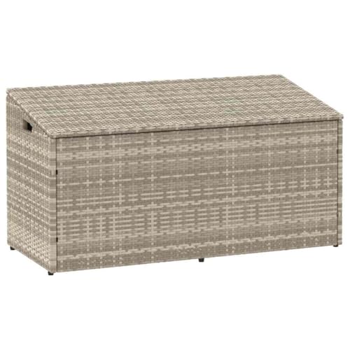 Woonisher Outdoor-Kissenbox Grau 100x55x55,5 cm Poly Rattan aufbewahrungsbox Garten von Woonisher