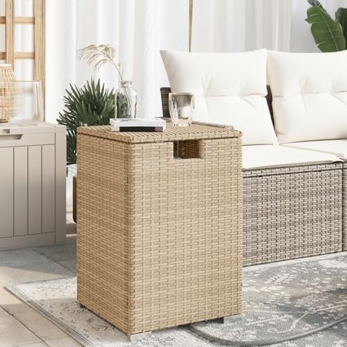 Woonisher Propan-Tank-Verstecktisch Beige 40x40x60 cm Poly Rattan Kunststoff gartentisch wetterfest von Woonisher