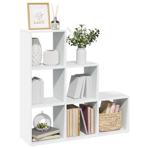 Woonisher Raumteiler-Bücherregal 3 Etagen Weiß 99x29x99 cm Holzwerkstoff bücherregal Holz von Woonisher