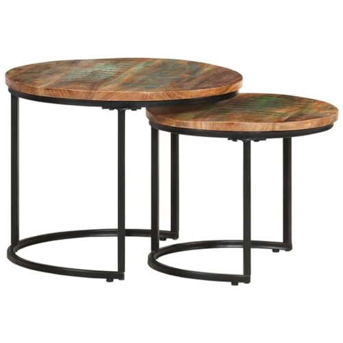 Woonisher Satztische 2 STK. Altholz Massiv Table Basse Salon Petite Table Jardin de von Woonisher