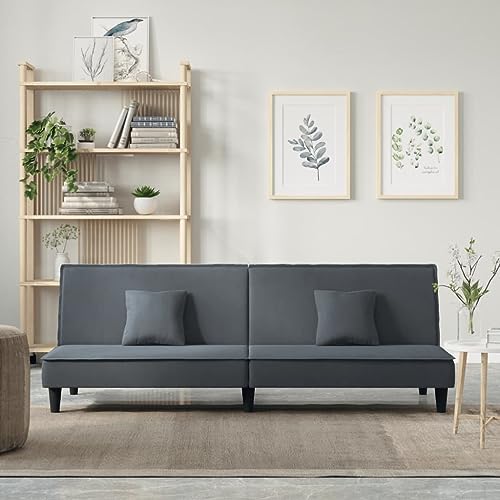 Woonisher Schlafsofa Dunkelgrau Samt von Woonisher
