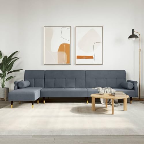 Woonisher Schlafsofa in L-Form Dunkelgrau 271x140x70 cm Samt von Woonisher