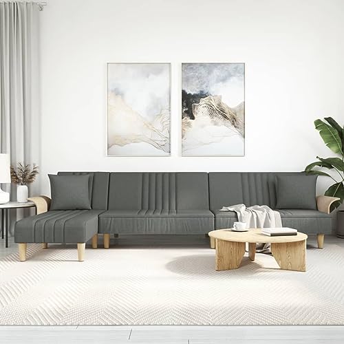 Woonisher Schlafsofa in L-Form Dunkelgrau 279x140x70 cm Stoff von Woonisher
