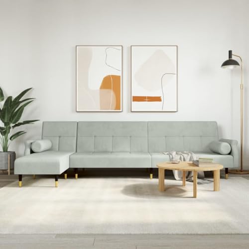 Woonisher Schlafsofa in L-Form Hellgrau 271x140x70 cm Samt Woonisher Schlafsofa in L-Form Hellgrau 271x140x70 cm Samt von Woonisher