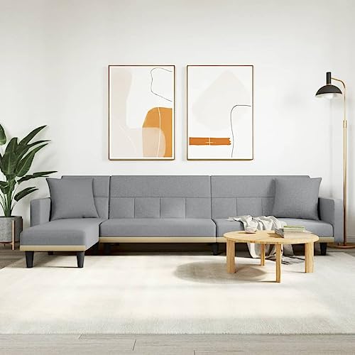 Woonisher Schlafsofa in L-Form Hellgrau 275x140x70 cm Stoff von Woonisher