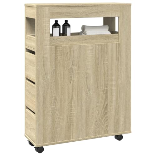 Woonisher Schmaler Badschrank mit Rädern Sonoma-Eiche Holzwerkstoff kommoden & sideboards allzweckschrank Woonisher Schmaler Badschrank mit Rädern Sonoma-Eiche Holzwerkstoff kommoden & sideboards allzweckschrank von Woonisher