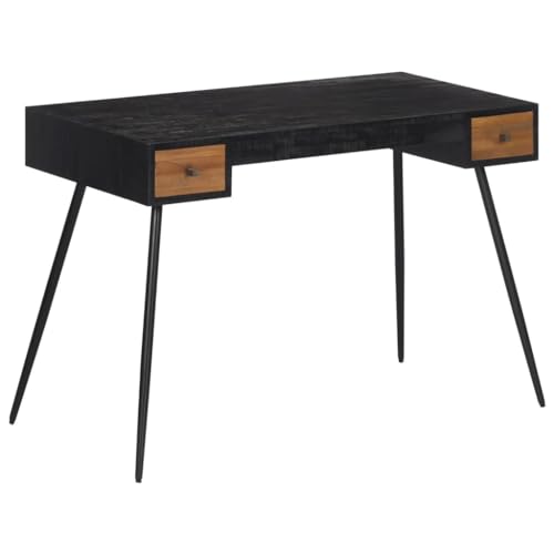 Woonisher Schreibtisch 117x56,5x75 cm Recyceltes Massivholz Teak Schreibtisch mit stauraum Regal sekretär von Woonisher