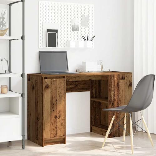 Woonisher Schreibtisch Altholz-Optik 120x42x76 cm Holzwerkstoff Schreibtisch mit stauraum Regal sekretär von Woonisher