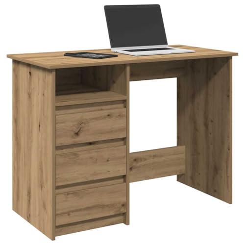 Woonisher Schreibtisch Artisan-Eiche 102x50x75 cm Holzwerkstoff Schreibtisch mit stauraum Regal sekretär von Woonisher