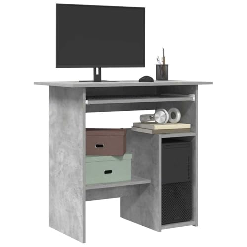 Woonisher Schreibtisch Betongrau 80x45x74 cm Holzwerkstoff Schreibtisch mit stauraum Regal sekretär von Woonisher