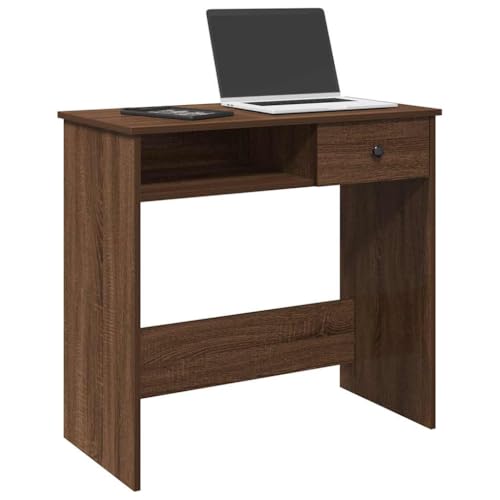 Woonisher Schreibtisch Braun Eichen-Optik 80x40x75 cm Holzwerkstoff Schreibtisch mit stauraum Regal sekretär von Woonisher