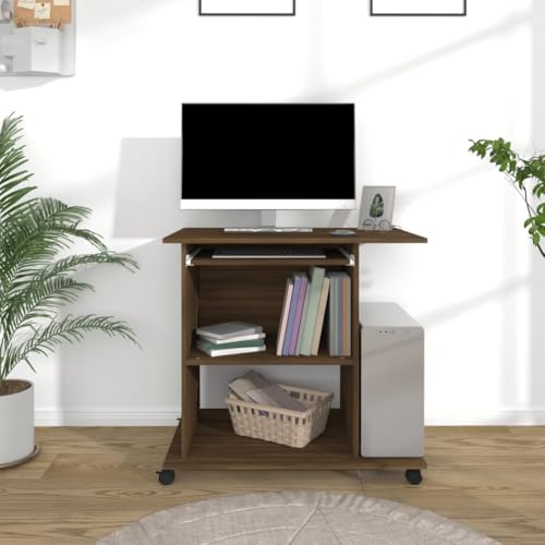 Woonisher Schreibtisch Braun Eichen-Optik 80x50x75 cm Holzwerkstoff Schreibtisch mit stauraum Regal sekretär von Woonisher