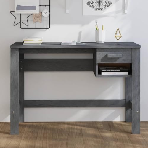 Woonisher Schreibtisch Dunkelgrau 110x40x75 cm Massivholz Kiefer Schreibtisch mit stauraum Regal sekretär von Woonisher