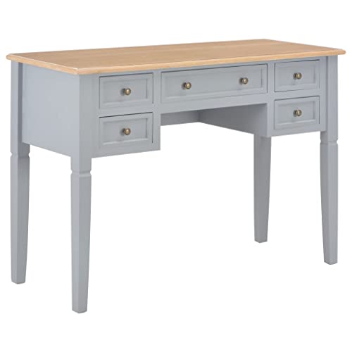 Woonisher Schreibtisch Grau 109,5 x 45 x 77,5 cm Holz Schreibtisch mit stauraum Regal sekretär von Woonisher