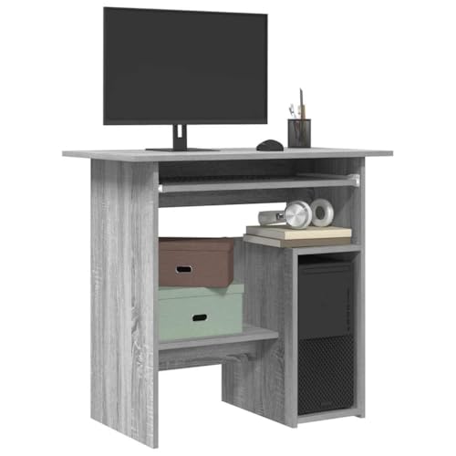 Woonisher Schreibtisch Grau Sonoma 80x45x74 cm Holzwerkstoff Schreibtisch mit stauraum Regal sekretär von Woonisher