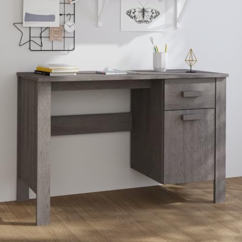 Woonisher Schreibtisch Hellgrau 113x50x75 cm Massivholz Kiefer Schreibtisch mit stauraum Regal sekretär von Woonisher