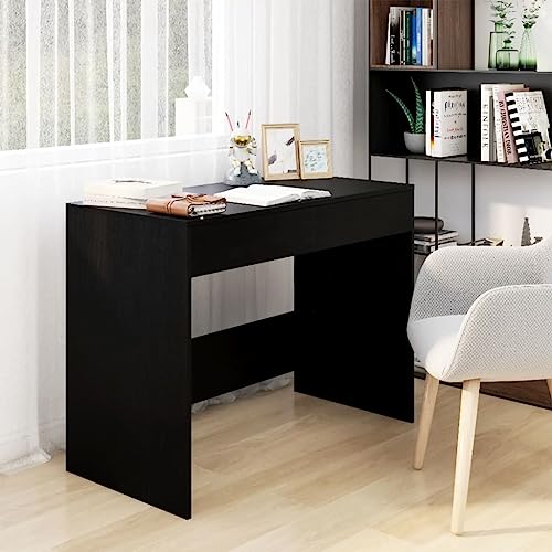 Woonisher Schreibtisch Schwarz 101x50x76,5 cm Holzwerkstoff Schreibtisch mit stauraum Regal sekretär von Woonisher