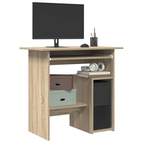Woonisher Schreibtisch Sonoma-Eiche 80x45x74 cm Holzwerkstoff Schreibtisch mit stauraum Regal sekretär von Woonisher