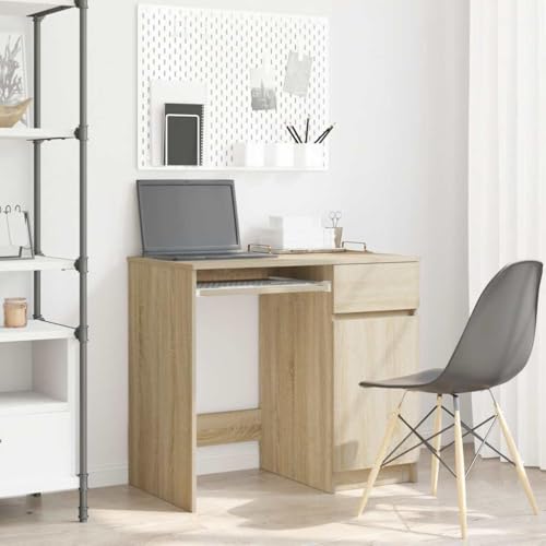 Woonisher Schreibtisch Sonoma-Eiche 86x49x76 cm Holzwerkstoff Schreibtisch mit stauraum Regal sekretär von Woonisher