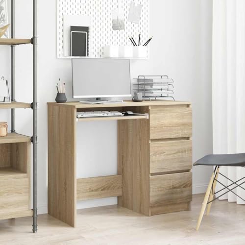 Woonisher Schreibtisch Sonoma-Eiche 90x45x76 cm Holzwerkstoff Schreibtisch mit stauraum Regal sekretär von Woonisher