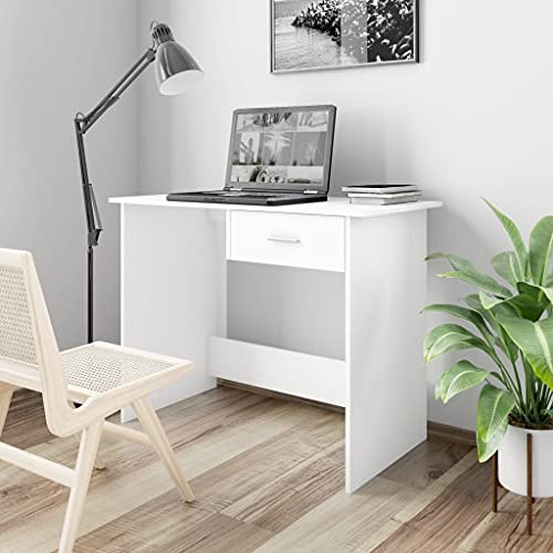 Woonisher Schreibtisch Weiß 100x50x76 cm Holzwerkstoff Schreibtisch mit stauraum Regal sekretär von Woonisher