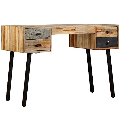 Woonisher Schreibtisch Wiederverwertetes Teak Massivholz 110 × 50 × 76 cm Schreibtisch mit stauraum Regal sekretär von Woonisher