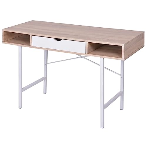 Woonisher Schreibtisch mit 1 Schublade Eiche und Weiß Schreibtisch mit stauraum Regal sekretär von Woonisher