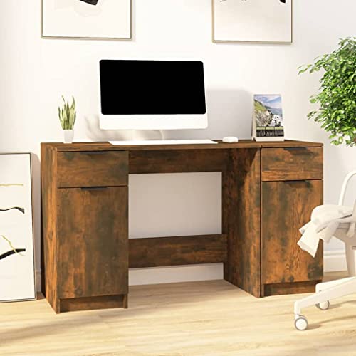 Woonisher Schreibtisch mit Beistellschrank Räuchereiche Holzwerkstoff Schreibtisch mit stauraum Regal sekretär von Woonisher