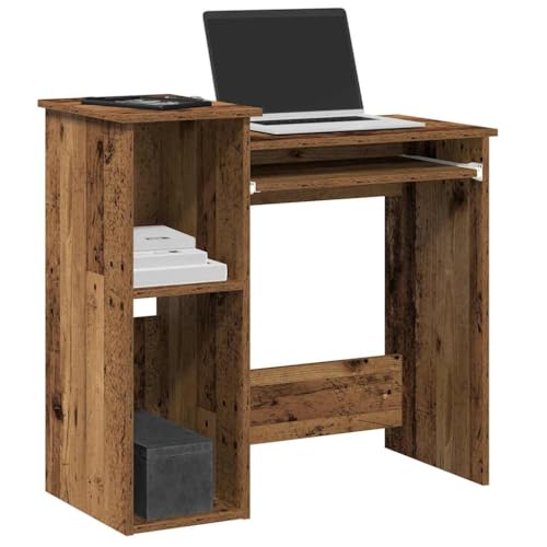 Woonisher Schreibtisch mit Regal Altholz-Optik 84x40x78cm Holzwerkstoff Schreibtisch mit stauraum Regal sekretär von Woonisher