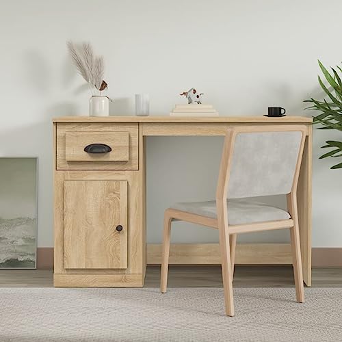 Woonisher Schreibtisch mit Schublade Sonoma-Eiche 115x50x75 cm Schreibtisch mit stauraum Regal sekretär von Woonisher