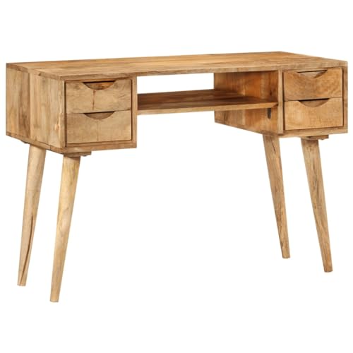 Woonisher Schreibtisch mit Schubladen 110x47x76 cm Massivholz Mango Schreibtisch mit stauraum Regal sekretär von Woonisher