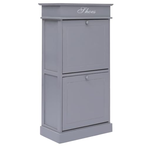 Woonisher Schuhschrank Grau 50 x 28 x 98 cm Paulownia Holz schuhregal platzsparend Woonisher Schuhschrank Grau 50 x 28 x 98 cm Paulownia Holz schuhregal platzsparend von Woonisher