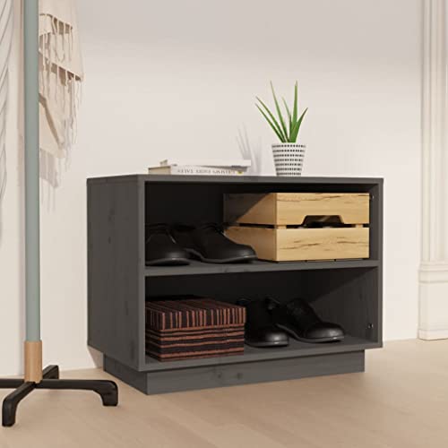 Woonisher Schuhschrank Grau 60x34x45 cm Massivholz Kiefer schuhregal platzsparend von Woonisher