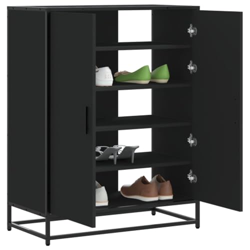 Woonisher Schuhschrank Schwarz 75x38x97,5 cm Holzwerkstoff Metall schuhregal platzsparend Woonisher Schuhschrank Schwarz 75x38x97,5 cm Holzwerkstoff Metall schuhregal platzsparend von Woonisher