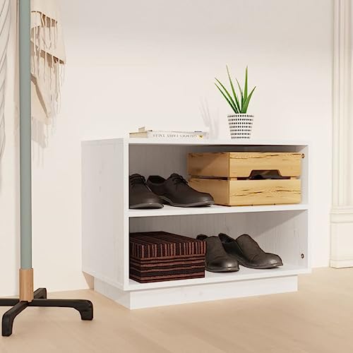 Woonisher Schuhschrank Weiß 60x34x45 cm Massivholz Kiefer schuhregal platzsparend von Woonisher