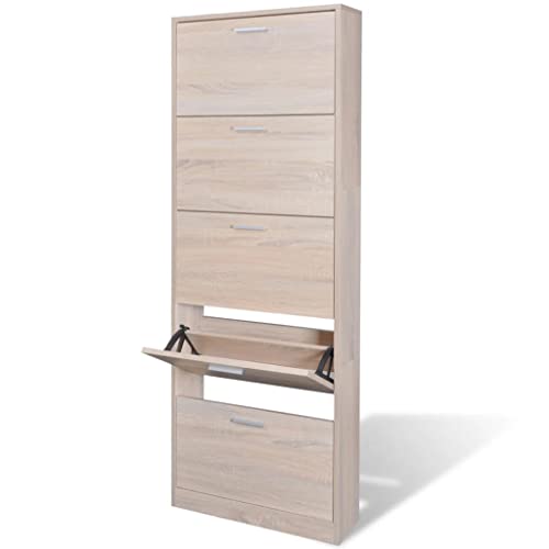 Woonisher Schuhschrank mit 5 Schuhkippern Holz Eichen-Optik schuhregal platzsparend Woonisher Schuhschrank mit 5 Schuhkippern Holz Eichen-Optik schuhregal platzsparend von Woonisher