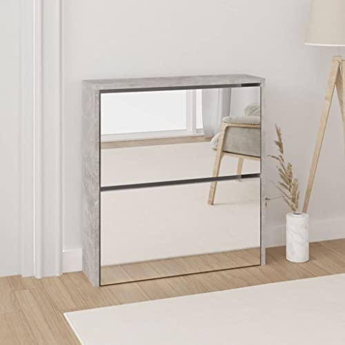 Woonisher Schuhschrank mit Spiegel 2 Fächer Betongrau 63x17x67 cm schuhregal platzsparend Woonisher Schuhschrank mit Spiegel 2 Fächer Betongrau 63x17x67 cm schuhregal platzsparend von Woonisher