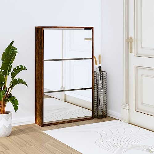 Woonisher Schuhschrank mit Spiegel 3 Fächer Räuchereiche 63x17x102,5 cm schuhregal platzsparend Woonisher Schuhschrank mit Spiegel 3 Fächer Räuchereiche 63x17x102,5 cm schuhregal platzsparend von Woonisher