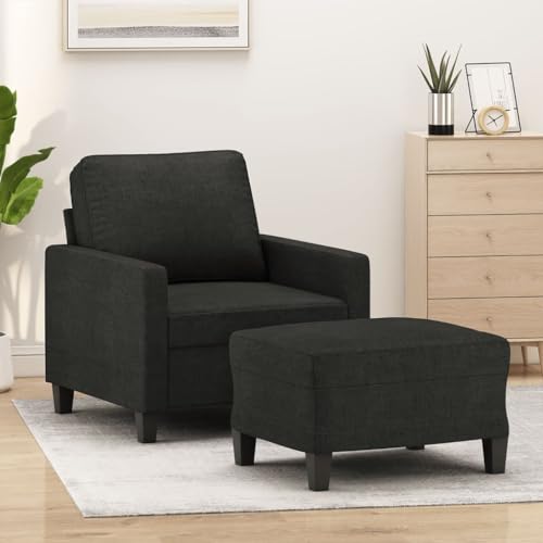 Woonisher Sessel mit Hocker Schwarz 60 cm Stoff von Woonisher