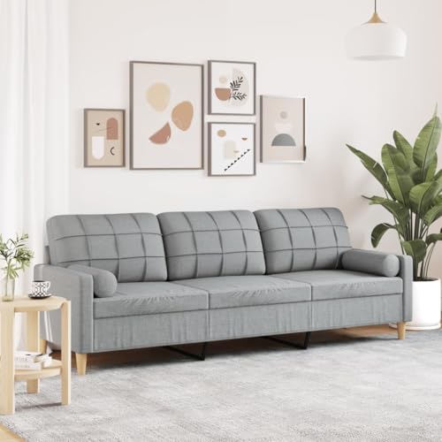 Woonisher Sofa 3-Sitzer mit Zierkissen Hellgrau 210 cm Stoff von Woonisher