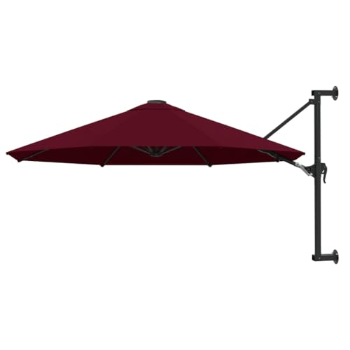 Woonisher Sonnenschirm zur Wandmontage mit Metall-Mast 300cm Burgunderrot von Woonisher