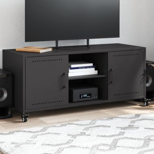 Woonisher TV-Schrank Schwarz 100,5x39x43,5 cm Stahl tv Schrank Sideboard fernsehschrank von Woonisher