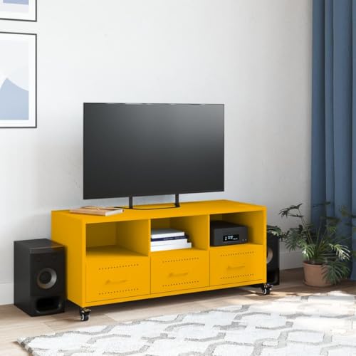 Woonisher TV-Schrank Senfgelb 100,5x39x43,5 cm Kaltgewalzter Stahl tv Schrank Sideboard fernsehschrank von Woonisher