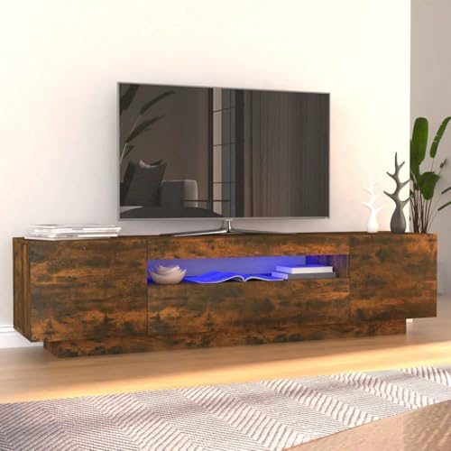 Woonisher TV-Schrank mit LED-Leuchten Räuchereiche 160x35x40 cm tv Schrank Sideboard fernsehschrank von Woonisher