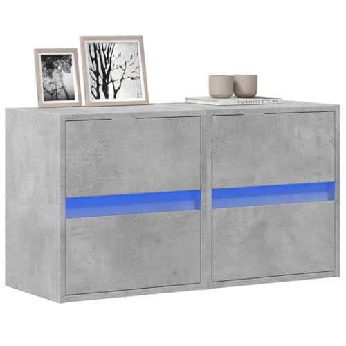 Woonisher TV-Wandschränke LED-Beleuchtung 2 STK. Betongrau 41x31x45 cm tv Schrank Sideboard fernsehschrank von Woonisher